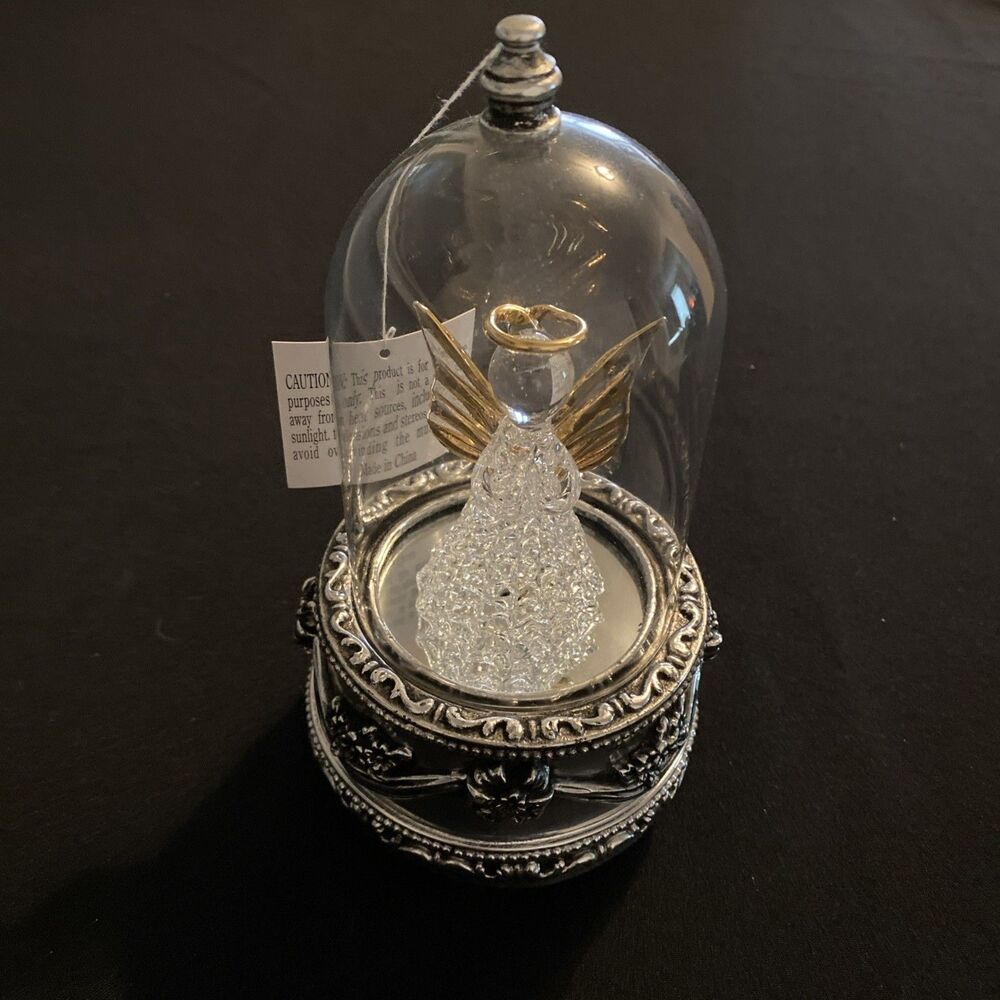 Wind Up Musical Angel Carousel Silver Plays Hark The Herald Angels Sing